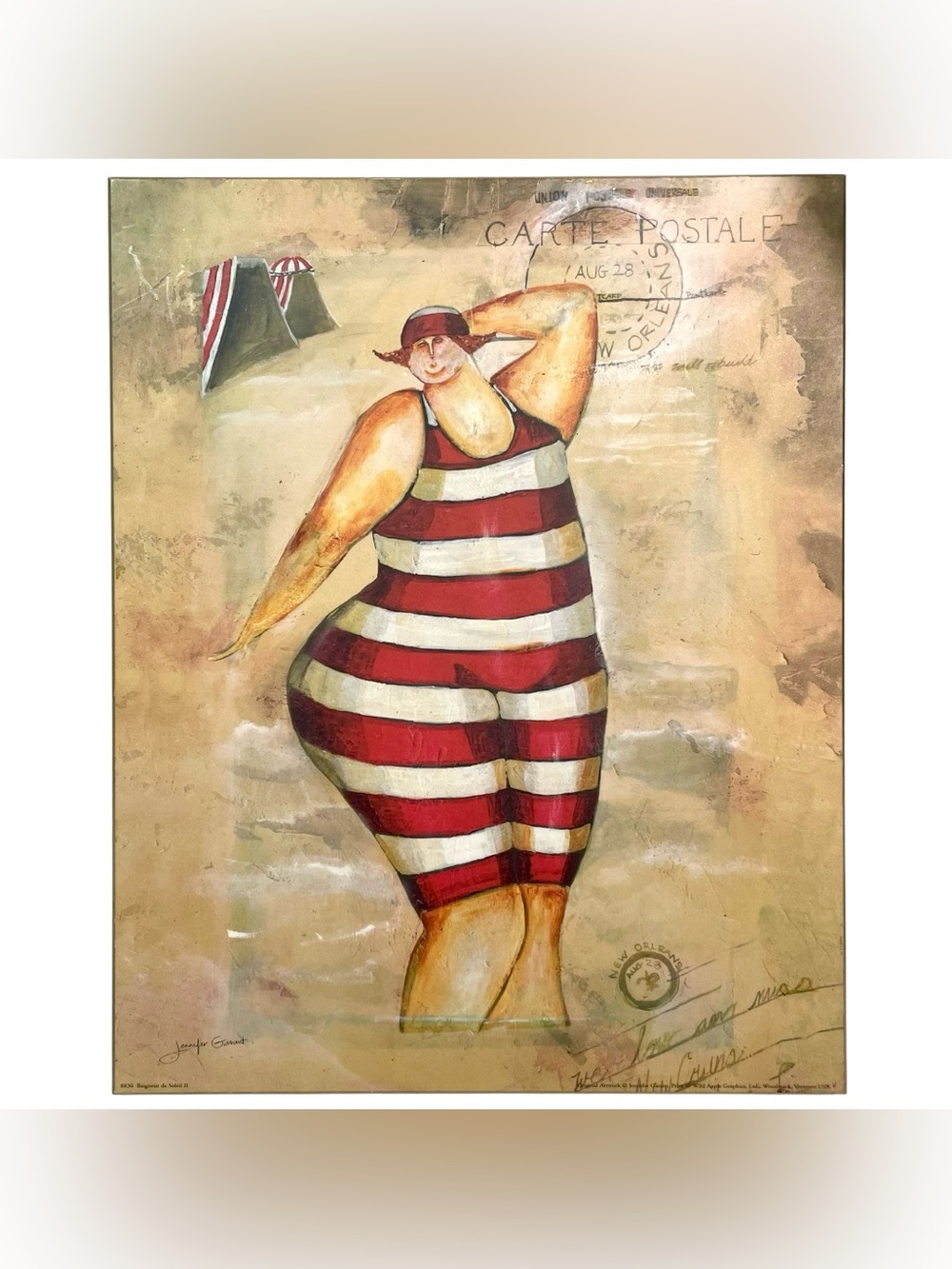 Vintage 2000s Jennifer Garant "Beigneur de Soleil II" Laminated Artwork 8830